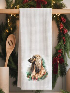 Afghan Hound Christmas Decorative Kitchen Tea Towel